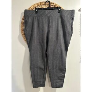 Torrid Grey Herringbone Plaid Pixie Pants Plus Size 4R Stretch Pull On Trousers